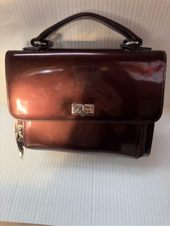 Beijo Handbags - Beigo Metallic Dark Brown Patent Top-Handle Women’s Bag